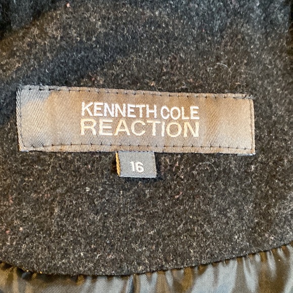KENNETH COLE REACTION Black Wool Coat-Size 16 - Picture 4 of 6